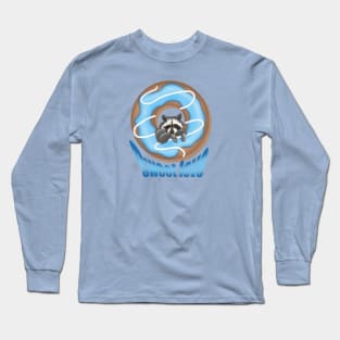 Sweet Love Cute raccoon and Yummy donut Blue Long Sleeve T-Shirt